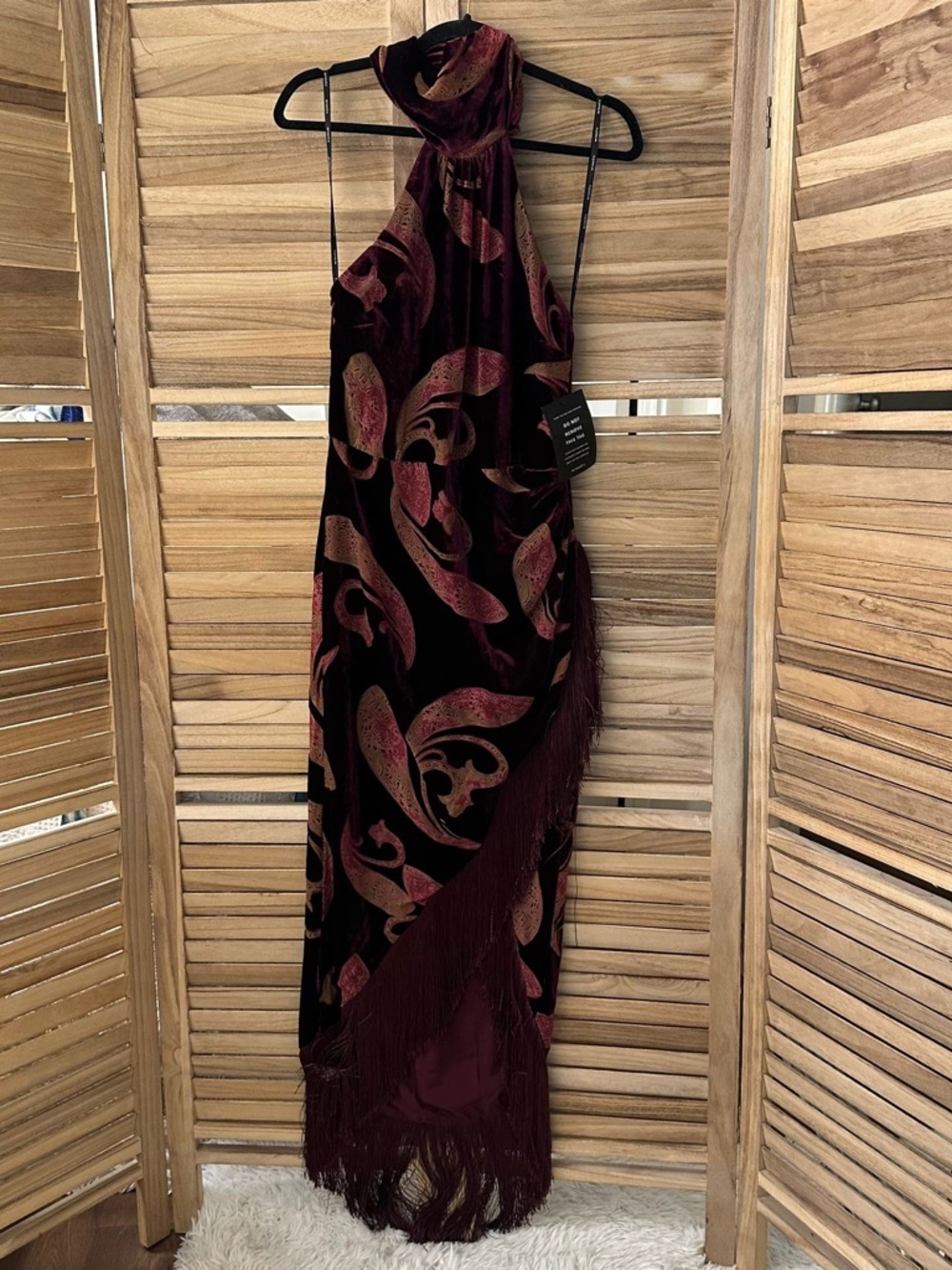 Retrofête Iridessa Velvet Fringe Hem Dress size M_NWT - Picture 7 of 11